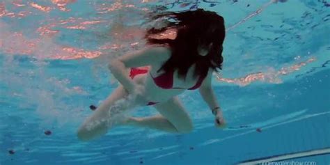 Red Swimsuit Beauty Katy With Bushy Pussy Underwater Tnaflix