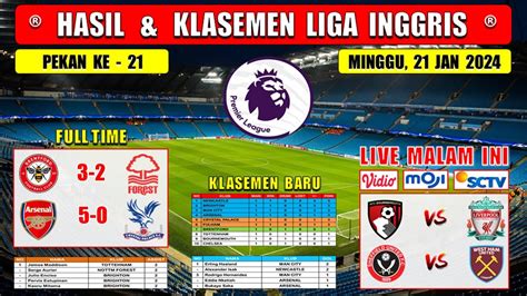 Hasil Liga Inggris Tadi Malam BRENTFORD Vs NOTTINGHAM ARSENAL Vs