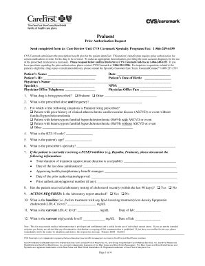 Fillable Online Prior Authorization Form Praluent Prior Authorization