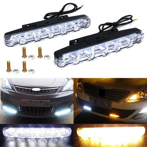 2pcs Yellow Flowing Flashing Car Turn Signal Strip Light Led Universal