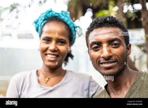 Portrait Of Young Smiling Man And Woman Berhale Afar Region Ethiopia