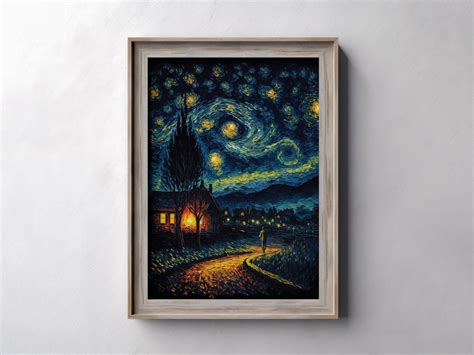 The Starry Night Sky Van Gogh Oil Painting Digital Printable Wall Art Instant Download Famous ...