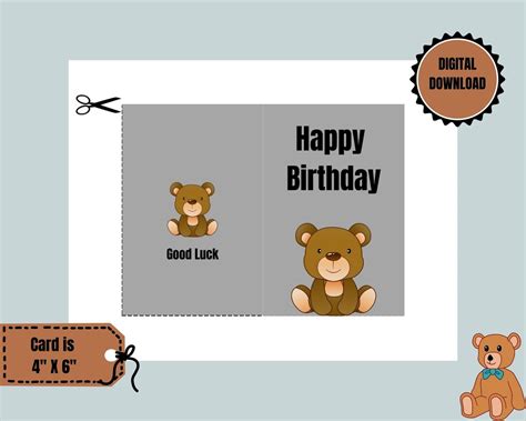 Printable Teddy Bear Birthday Card Birthday Card Teddy Bear Card