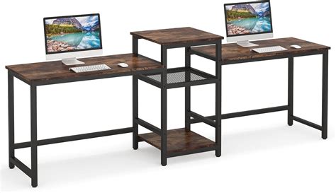 Tribesigns 96 9 Double Computer Desk With Printer Shelf Extra Long