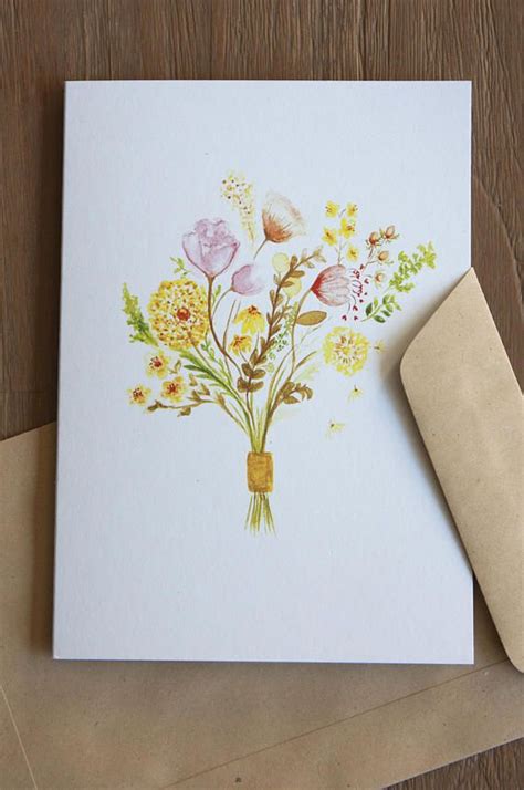 Prachtige Wenskaart Met Boho Bloemstuk Aquarel Bloemen Etsy Nederland