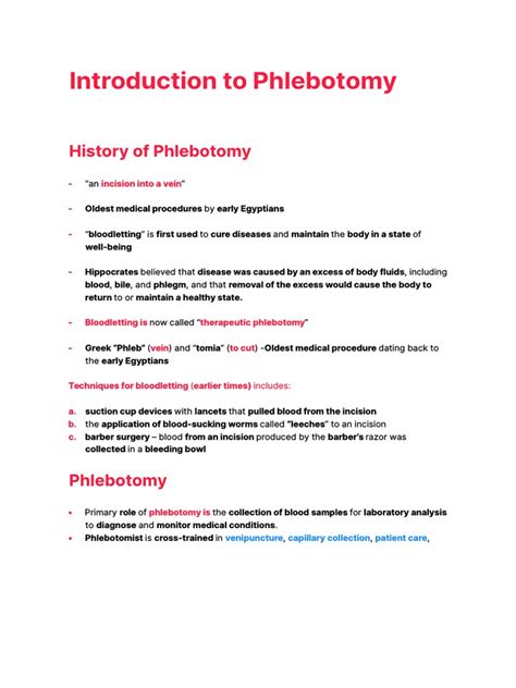 Introduction To Phlebotomy | PDF | Cytopathology | Serology
