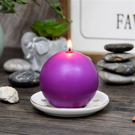 3 Inch Purple Ball Candles 6pc Box