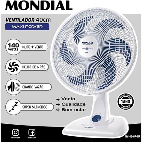 Ventilador De Mesa Mondial Maxi Power V P Np Cm Velocidades