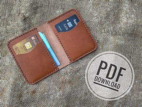 PDF Leather Wallet Template Pattern Cardholder Mini Vertical Wallet