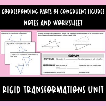 Identifying Corresponding Parts of Congruent Figures - Notes and Worksheet