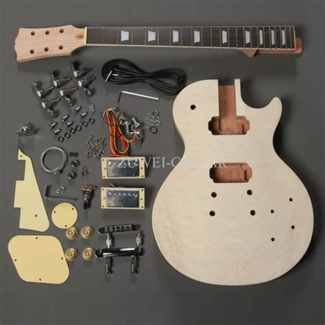 Unfinished 1 Electric Guitar Kits Quilted Maple Top Diy Semi Finished Guitar £243 00 Picclick Uk