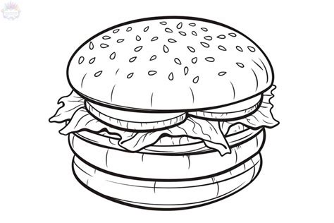 Desenho De Hambúrguer Para Imprimir - Hambúrguer Para Colorir + De 20 Desenhos Para Imprimir e Pintar