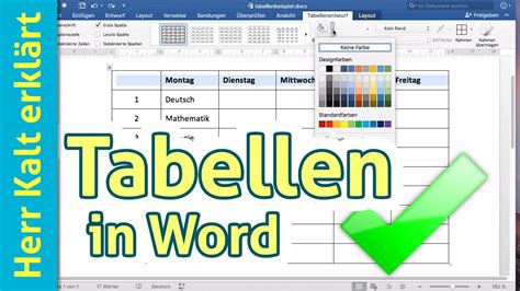 Tabellen In Word Anleitung Tutorial YouTube