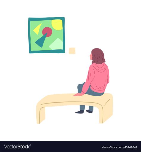 Cartoon Color Character Girl Gallery Visitor Vector Image