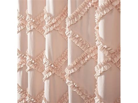 Blush Ruffle Diamond Shower Curtain