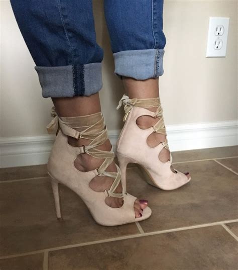 New Cape Robbin Corina Nude Suede Lace Up Stiletto Heels Us Org Ebay