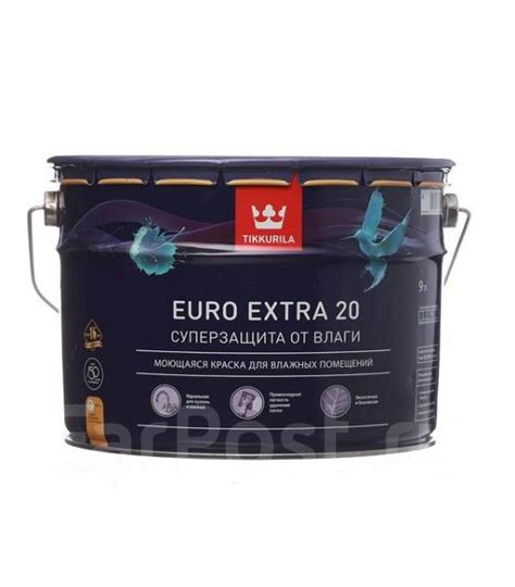 Краска В/Д для влажных помещений Tikkurila Euro Extra 20 С полуматовая ...