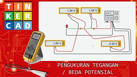 8 Voltmeter Mengukur Tegangan Beda Potensial Di Rangkaian Sederhana Simulasi Tinkercad