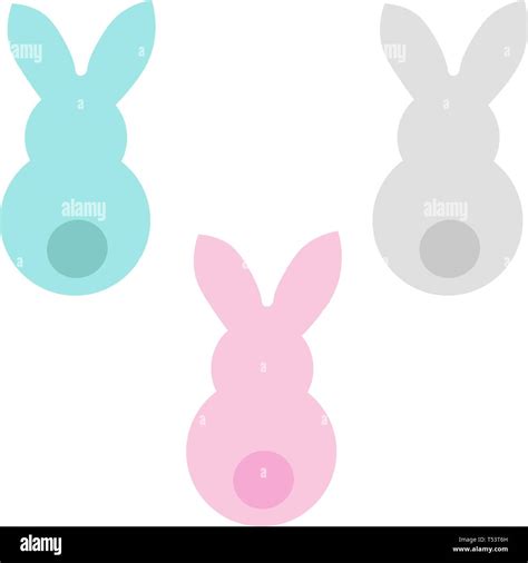 Conejito De Pascua Set Vector Icono Con Silueta De Conejo Cute Bunny