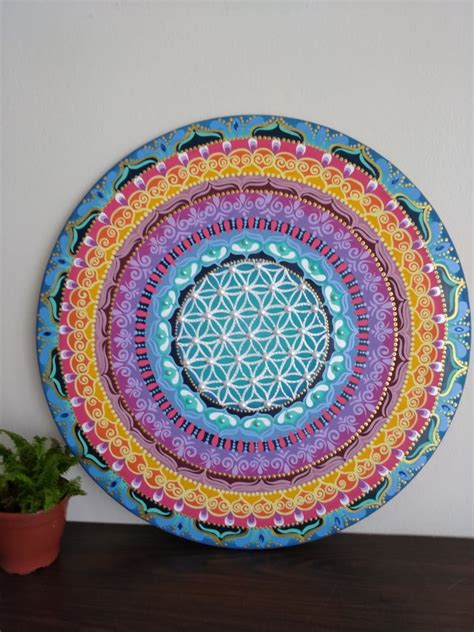 mandala pintada a mão em MDF 65 cm Elo7 Produtos Especiais