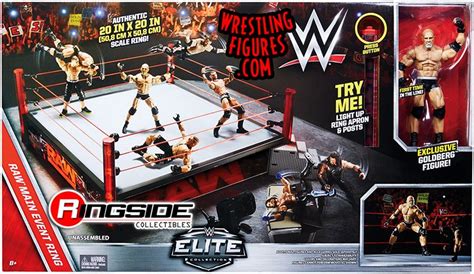 "WWE Main Event" Raw Elite Scale Wrestling Ring w/ Goldberg Figure ...