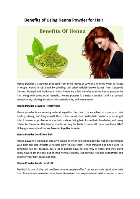 Benefits of Using Henna Powder for Hair by Hennapowdersupplier - Issuu