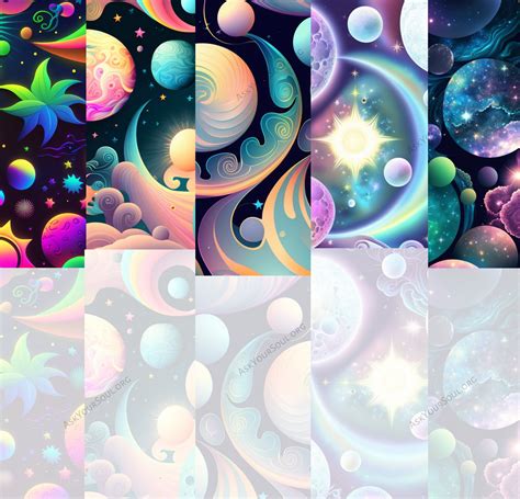12 Celestial Digital Paper Pngs Two Versions Commercial Use Colorful
