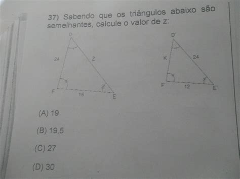 Na Figura Abaixo Ha Dois Triangulos Semelhantes