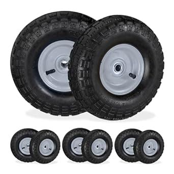 Relaxdays Set Of 8 Wheelbarrow Tyres 4 1 3 5 4 Pneumatic Spare Wheel