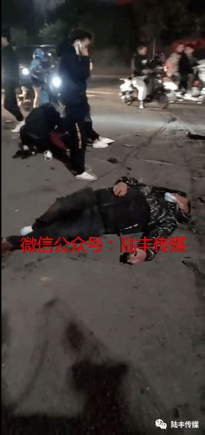 陆丰东海发生车祸，一男一女倒地不起情况