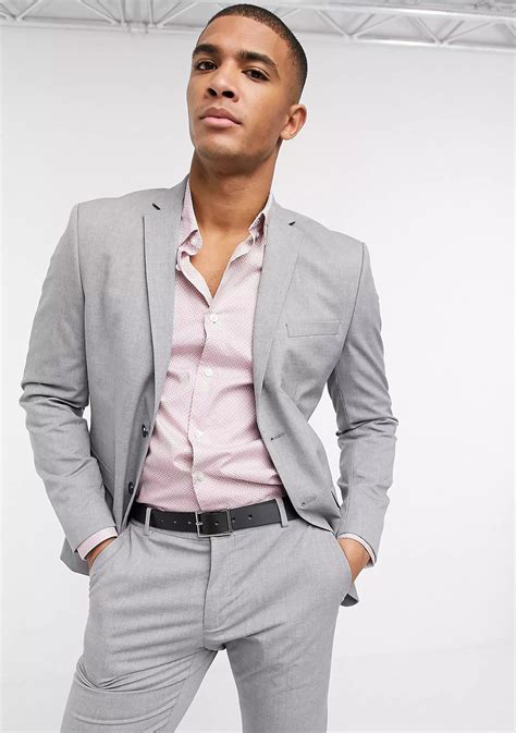 Grey Suit Pink Shirt