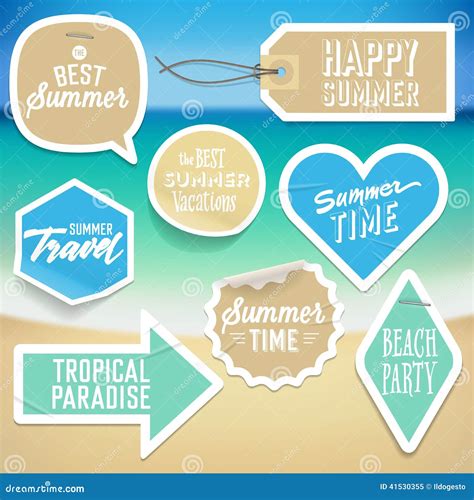 Summer Holiday Vacation Stickers And Labels Stock Vector Illustration