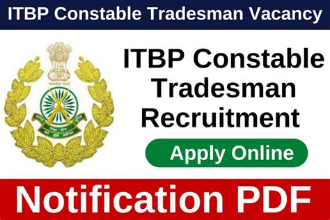 Itbp Constable Tradesman Recruitment Notification Pdf Apply Online