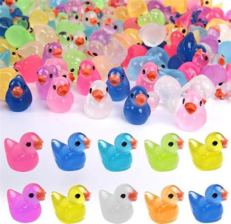 200 Pcs Mini Ducks Resin Luminous Tiny Ducks Glow In The Dark Small Resin Luminous