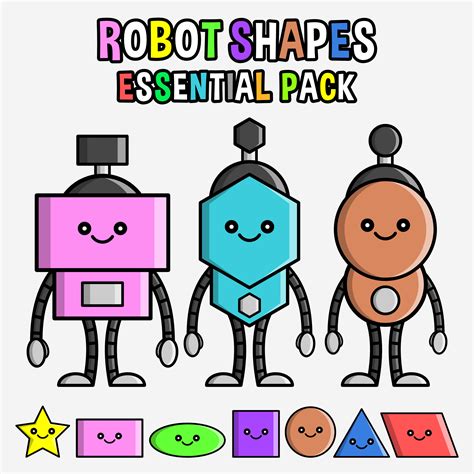 Robot Shapes Clipart Essential Pack Geometry Math 2D | Math geometry ...