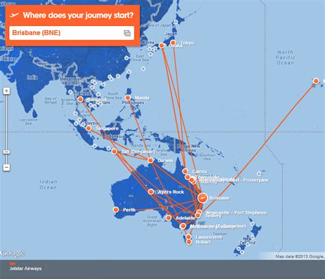 Jetstar Airways Route Map From Brisbane