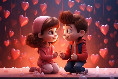 Premium AI Image | Playful Valentines Day Cartoon Love Story graphcs 00513 02