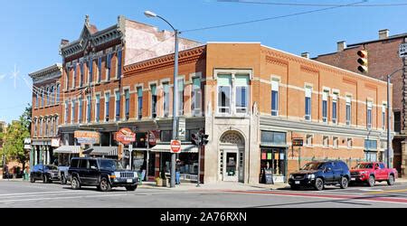 The Main Street In Historic Mansfield Ohio Usa Is A Typical Small