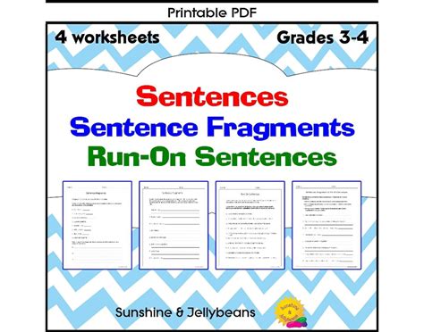 Sentence Fragments And Run On Sentences 4 Worksheets Grades 3 4