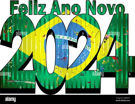 Happy New Year 2024 With Brazil Flag Inside Illustration 2024 Happy