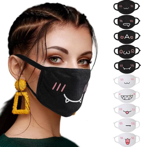 Kawaii Anime Face Mask Set - 10 Pack Cute Mouth Coverings for Women ...