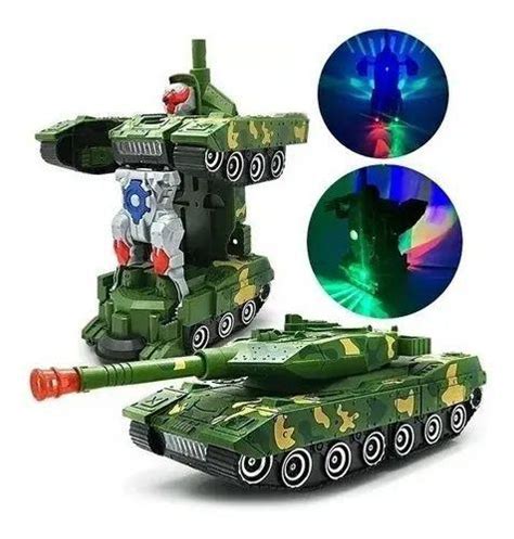 Tanque De Guerra Bate E Volta Transforme Robo C Som E Luz A Pilha Tk