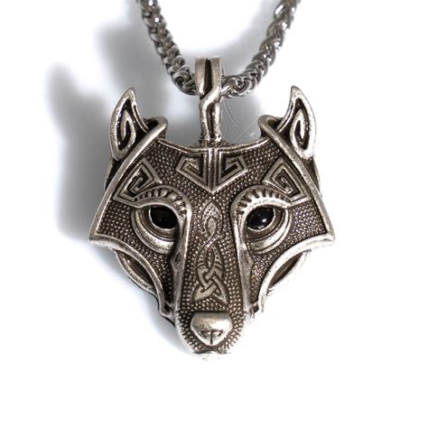 Norse Wolf Fenrir Necklace Viking Fenrir Wolf Head Pendant