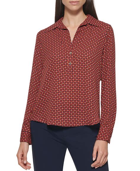 Tommy Hilfiger Geometric Print Collared Shirt Macys