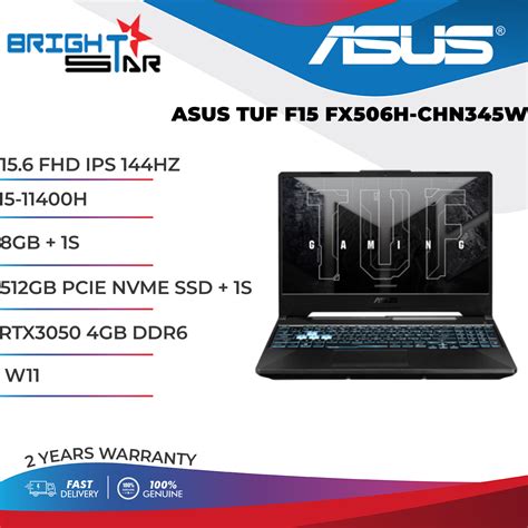 ASUS TUF Gaming Laptop F15 FX506 FX506H CHN345W 15 6 Inch FHD 144Hz