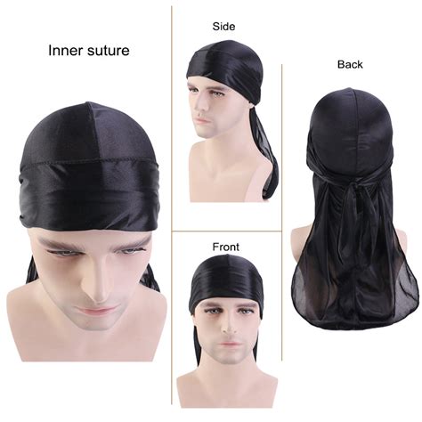 Mens Silky Durags Bandanas Turban Hat Wigs Satin Durag Biker Headwear