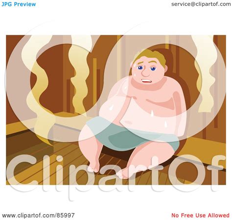 Royalty Free Rf Clipart Illustration Of A Fat Man Sweating In A Steam