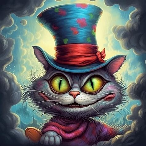 Premium Photo | Painting of a cat with a top hat and a pipe generative ai