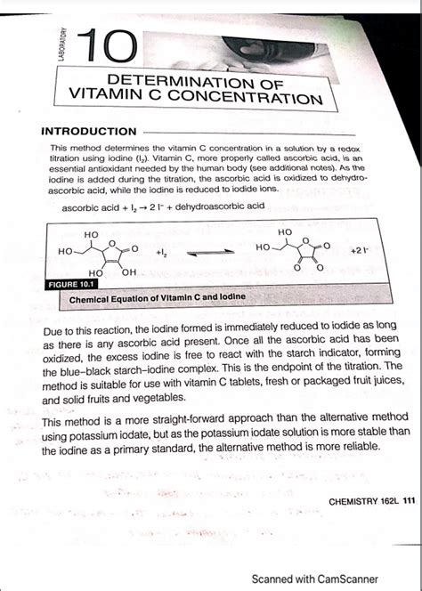 Solved LABORATORY 10 DETERMINATION OF VITAMIN C Chegg