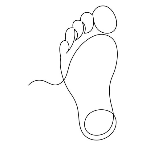 Continuous One Line Art Drawing Of Bare Foot In Simple Style And